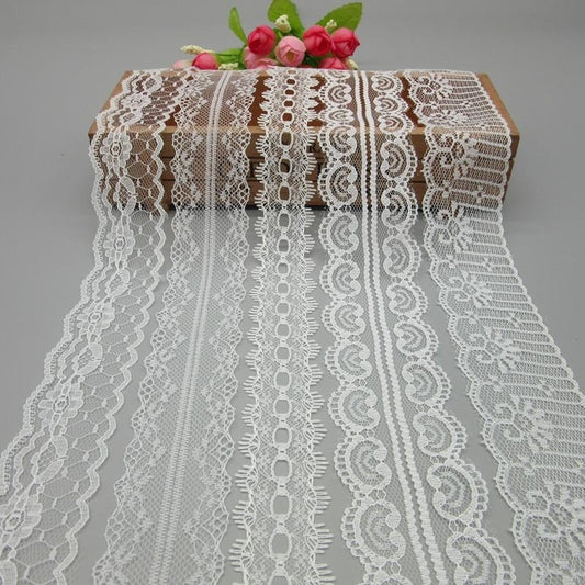 10 Yards White Lace Ribbon Tape (40MM Wide) - stilyo
