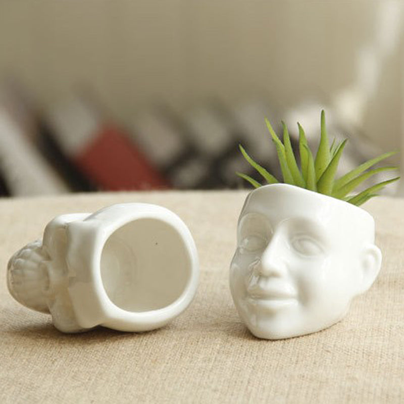 Mini Skull/Face Cute Ceramic Plant Planter - stilyo