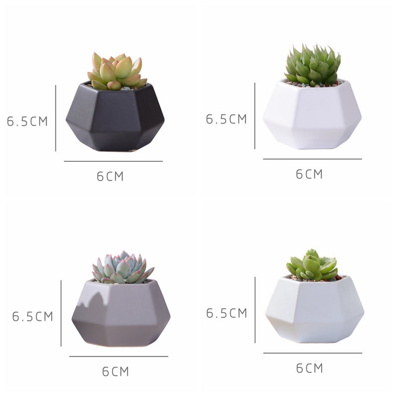 Hexagon Ceramic Planters Set - 4 Pieces - stilyo