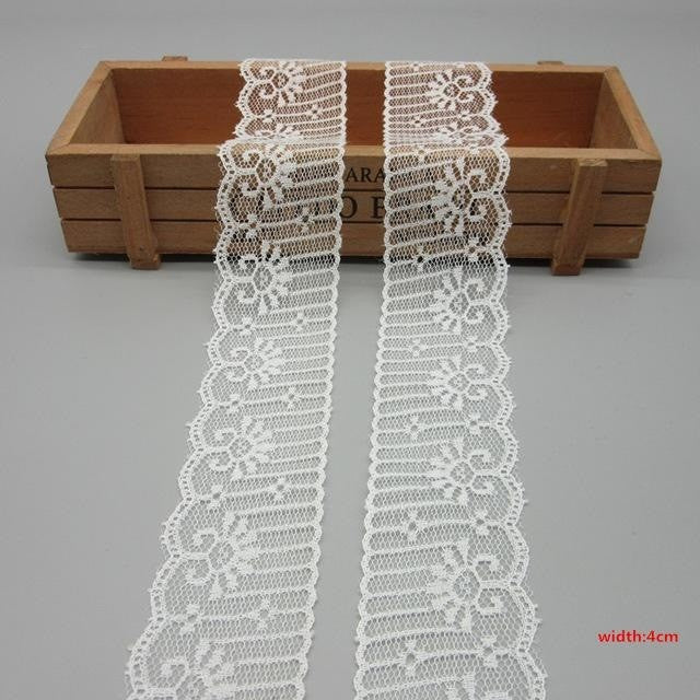 10 Yards White Lace Ribbon Tape (40MM Wide) - stilyo