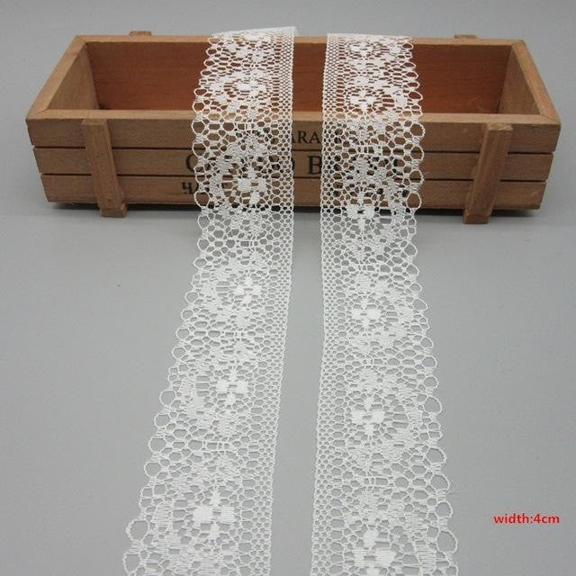 10 Yards White Lace Ribbon Tape (40MM Wide) - stilyo