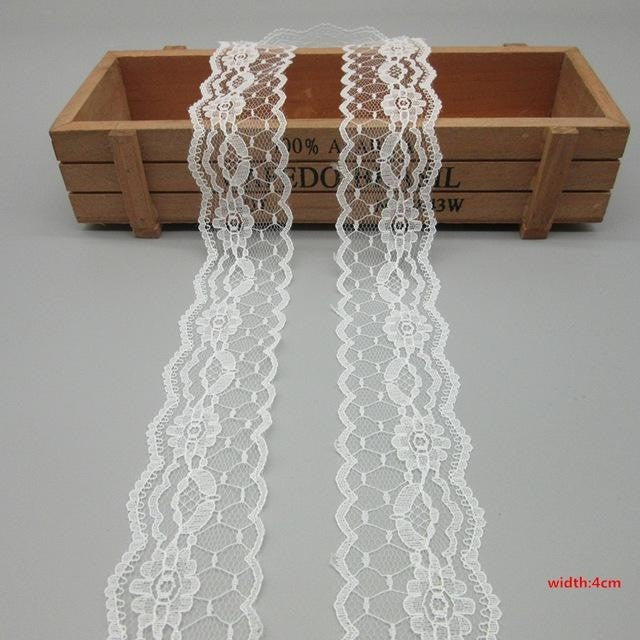 10 Yards White Lace Ribbon Tape (40MM Wide) - stilyo