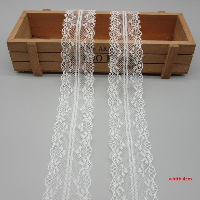 10 Yards White Lace Ribbon Tape (40MM Wide) - stilyo