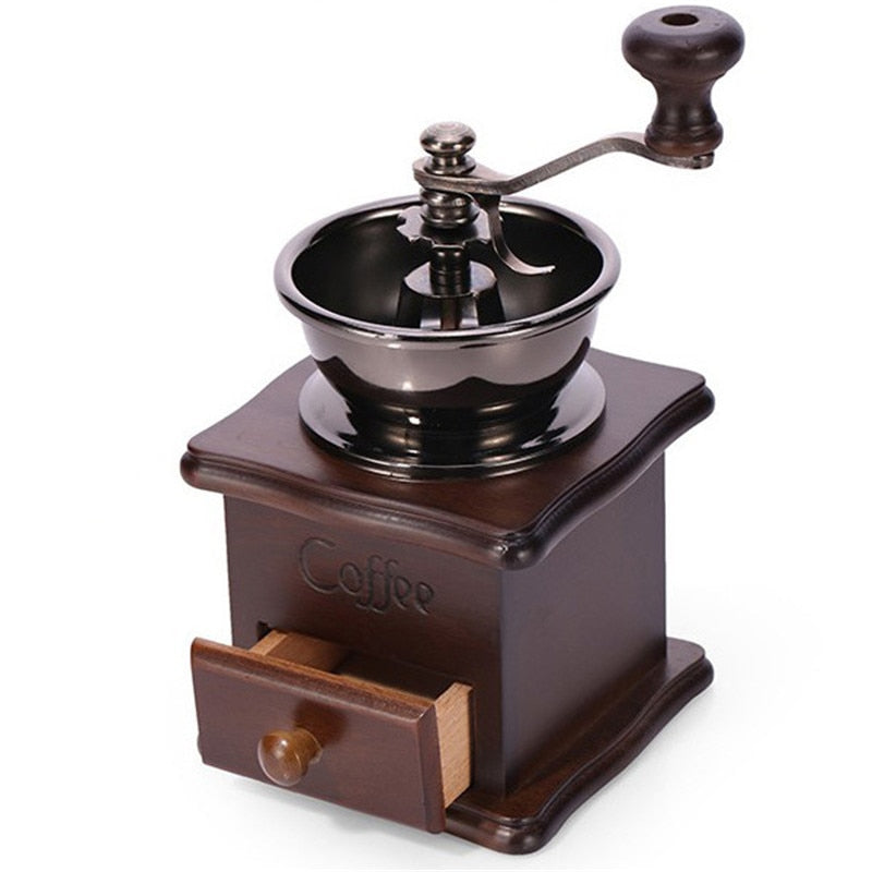 Wooden Antique Coffee Grinder - Retro Style With Stainless Steel - stilyo