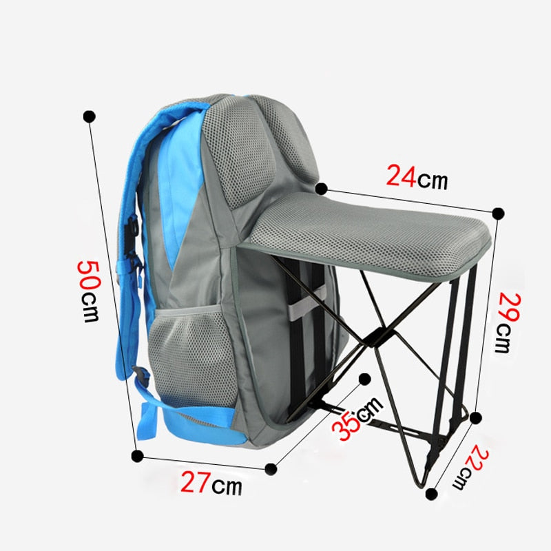 47L Multi-functional Fishing Backpack With a Folding Chair - stilyo