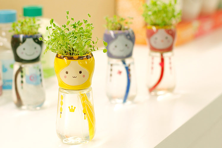 Mini DIY Magic Grass Head Babushka Planters - stilyo