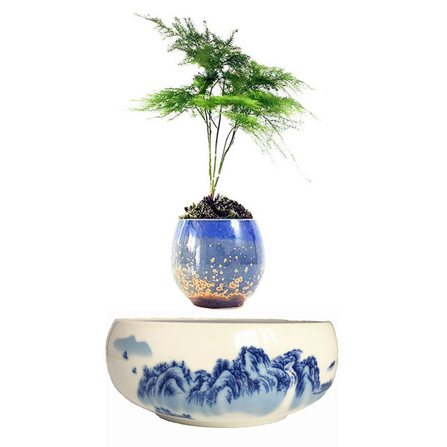 Blue Ocean Base Levitating Air-Floating Bonsai Pot - stilyo