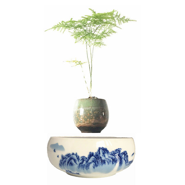 Blue Ocean Base Levitating Air-Floating Bonsai Pot - stilyo