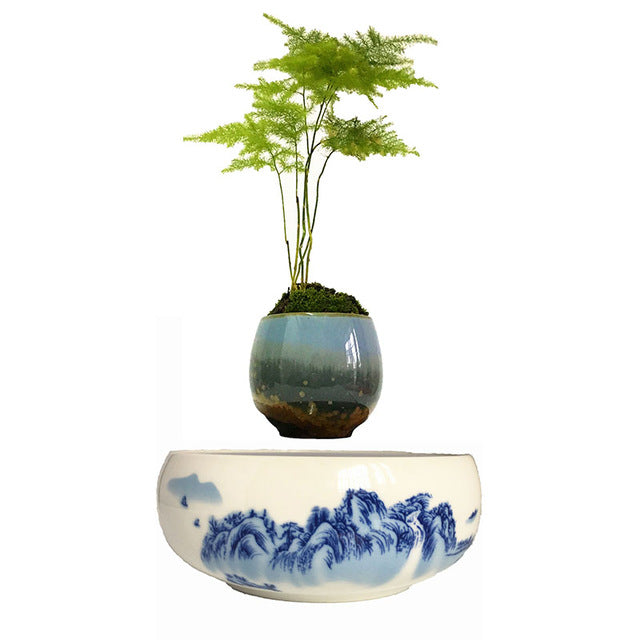 Blue Ocean Base Levitating Air-Floating Bonsai Pot - stilyo