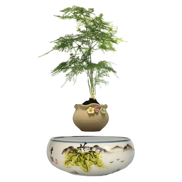 Japanese Landscape Base Levitating Air-Floating Bonsai Pot - stilyo