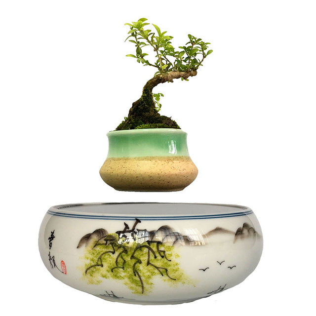 Japanese Landscape Base Levitating Air-Floating Bonsai Pot - stilyo