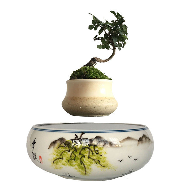 Japanese Landscape Base Levitating Air-Floating Bonsai Pot - stilyo