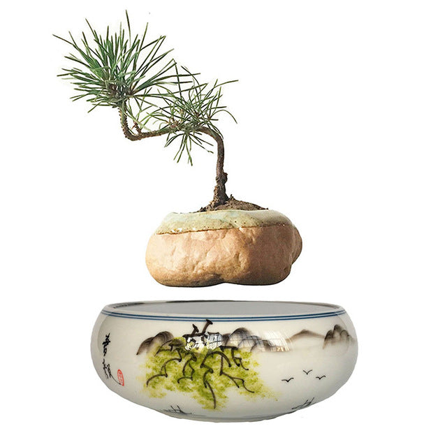 Japanese Landscape Base Levitating Air-Floating Bonsai Pot - stilyo