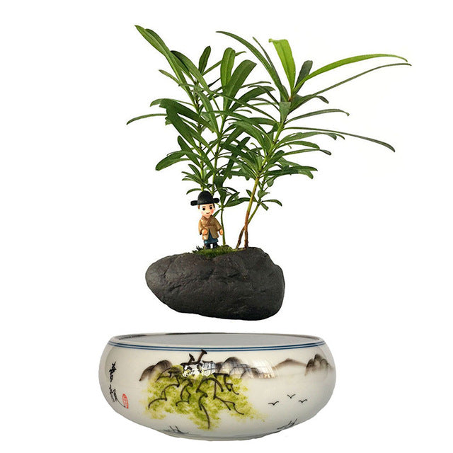 Japanese Landscape Base Levitating Air-Floating Bonsai Pot - stilyo