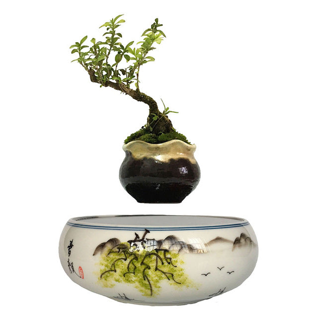 Japanese Landscape Base Levitating Air-Floating Bonsai Pot - stilyo