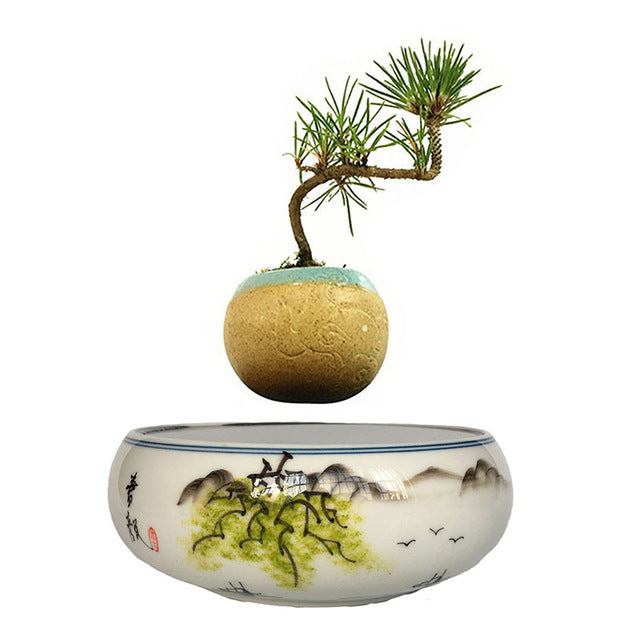 Japanese Landscape Base Levitating Air-Floating Bonsai Pot - stilyo