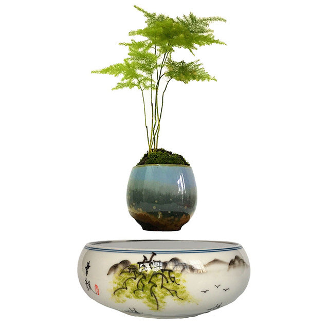 Japanese Landscape Base Levitating Air-Floating Bonsai Pot - stilyo