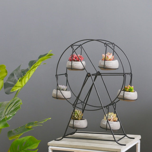 succulent ferris wheel Ferris Wheel-stand with 6 Cement Succulent Plant Pots – Stilyo Store
