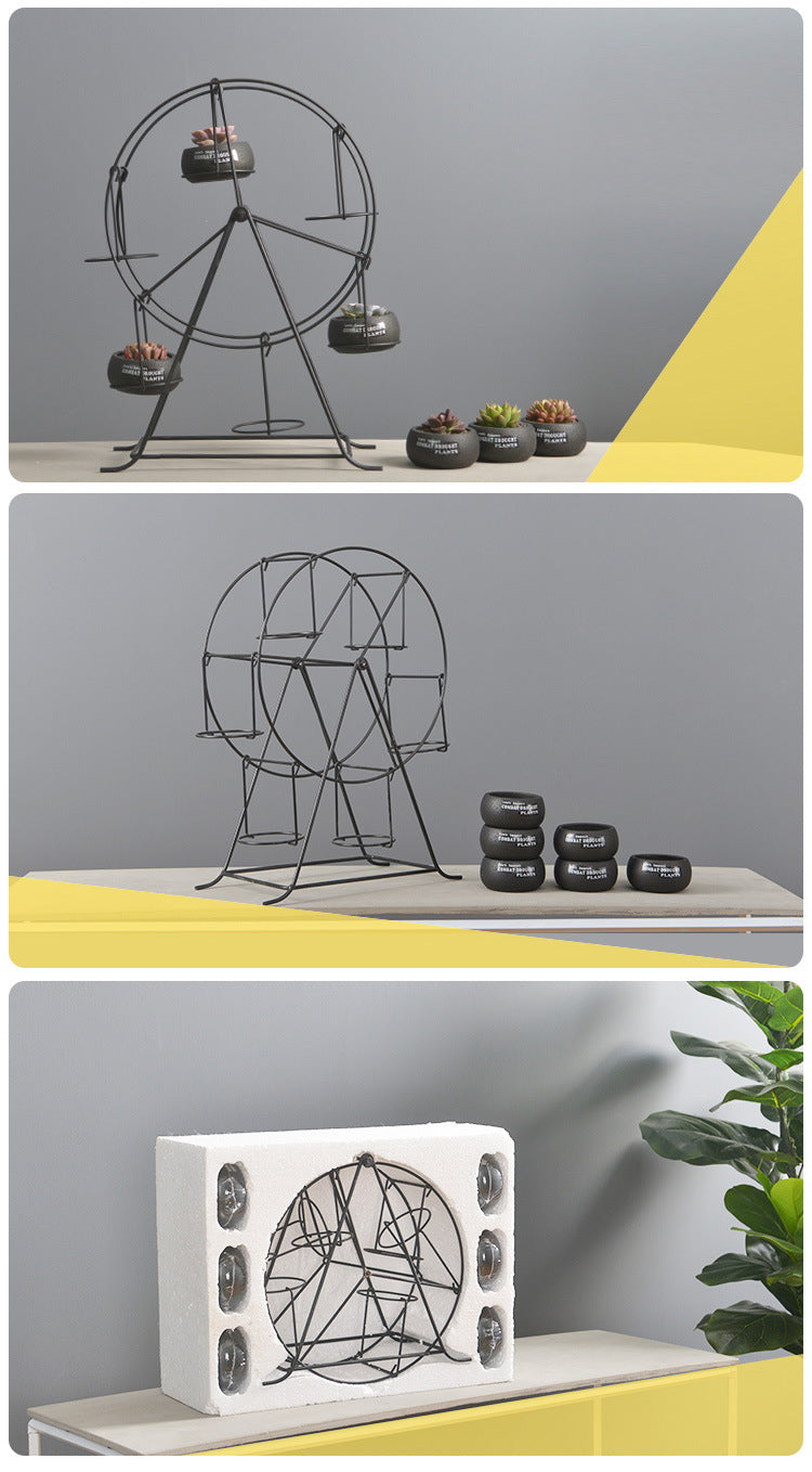 succulent ferris wheel Ferris Wheel-stand with 6 Cement Succulent Plant Pots – Stilyo Store
