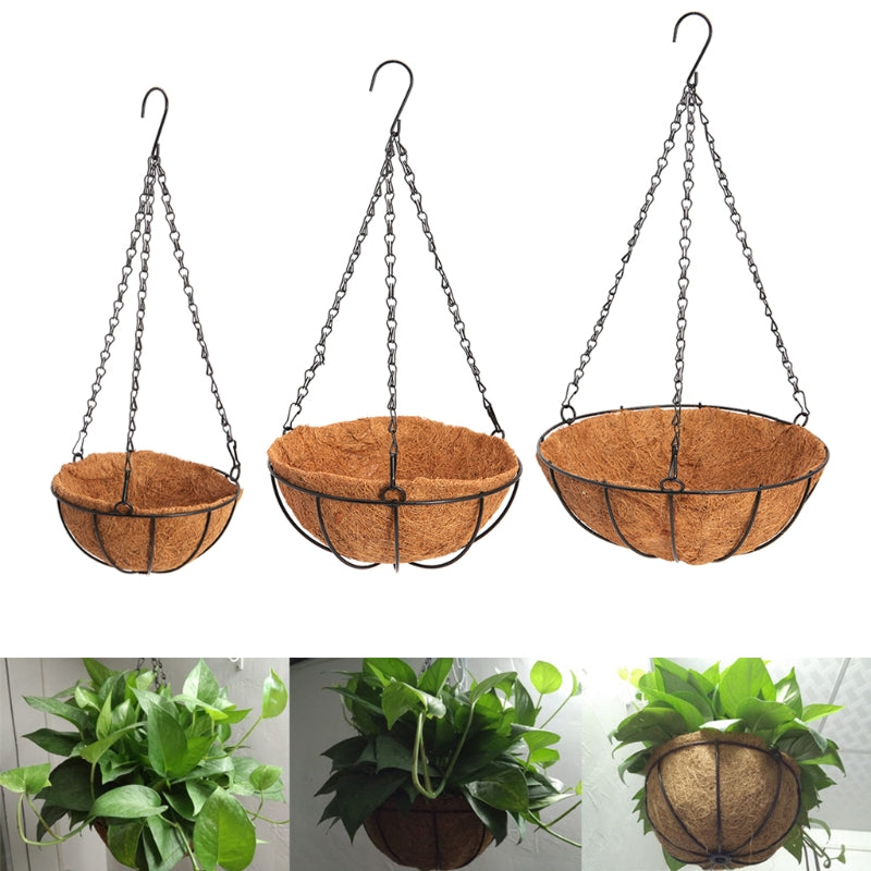 Hanging Coconut Vegetable Flower Pot Basket Liners Planter Garden Decor Iron Art - stilyo