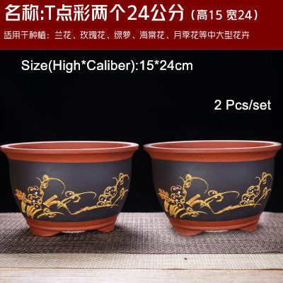 Boutique Zisha Clay Bonsai Pot Hand-Painted - stilyo