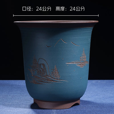 Boutique Zisha Clay Bonsai Pot Hand-Painted - stilyo