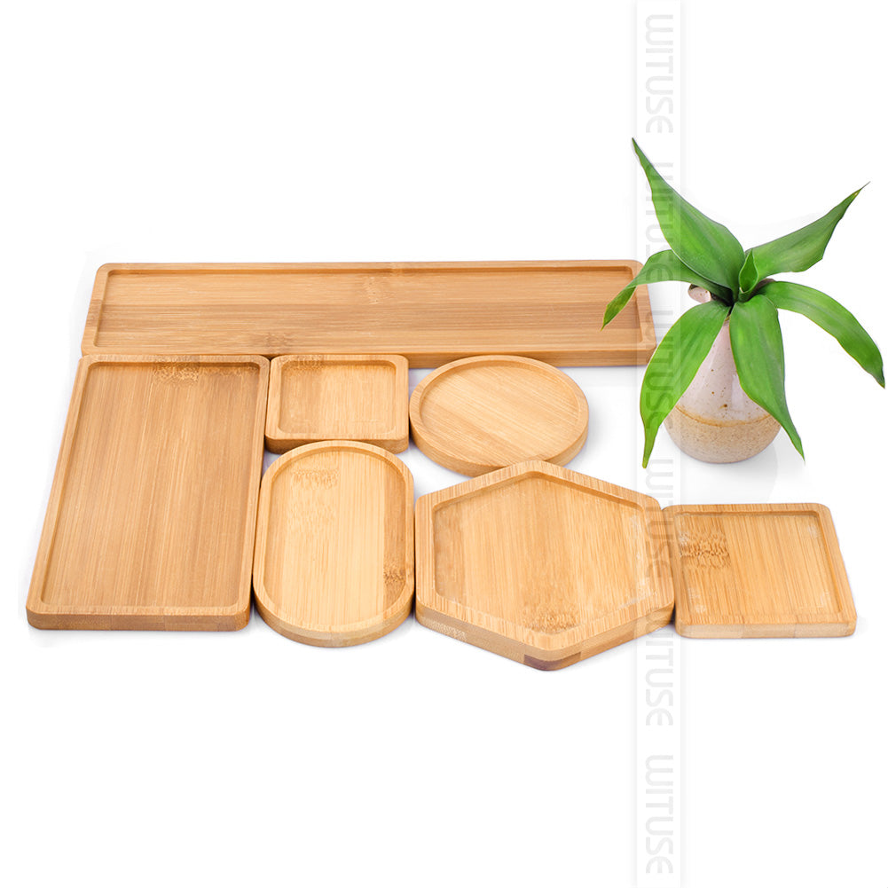 Bamboo Wooden Shaped Pot/Plant Trays - stilyo