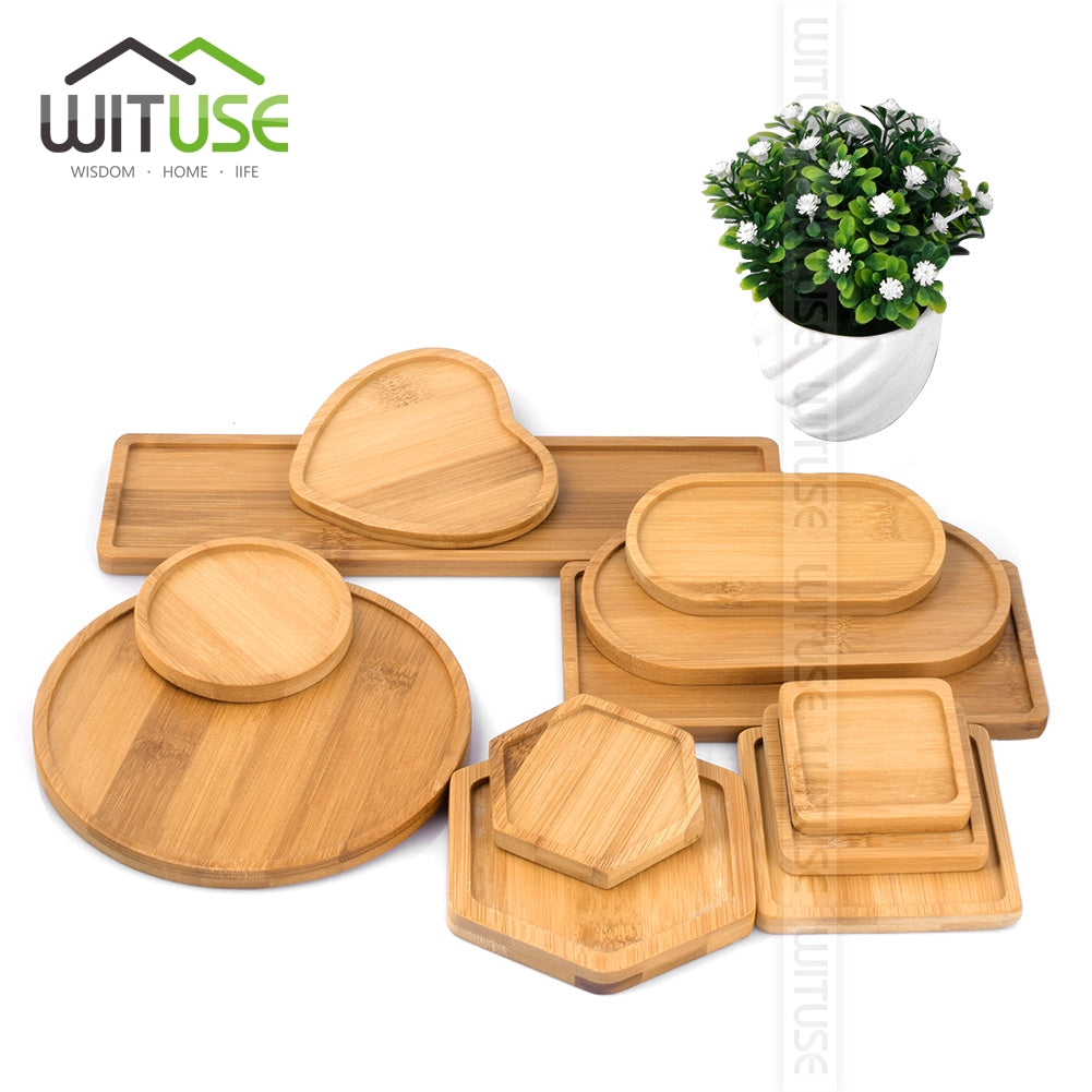 Bamboo Wooden Shaped Pot/Plant Trays - stilyo