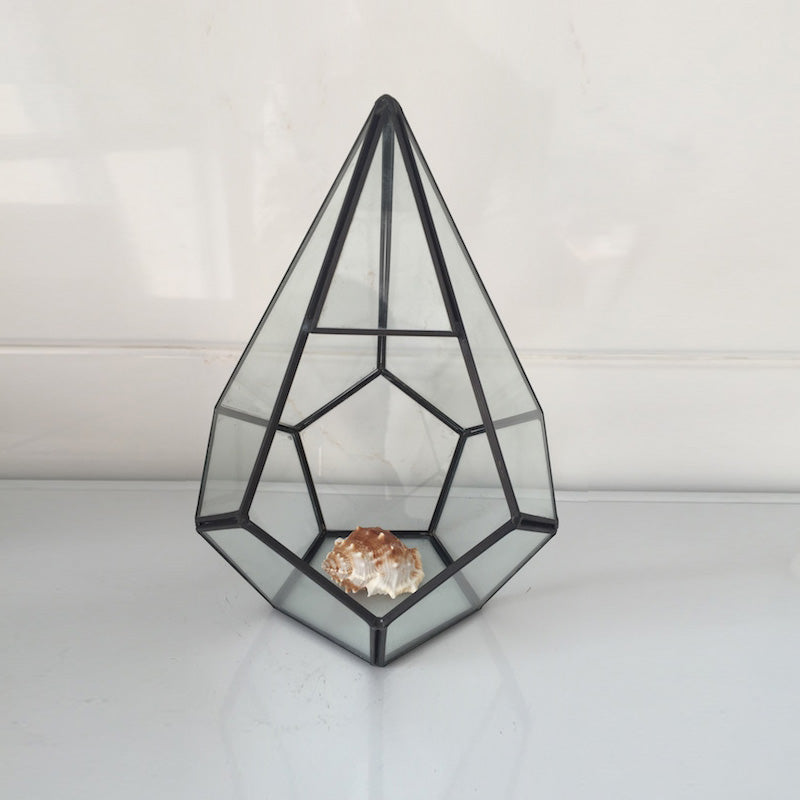 Pot for flowers Handmade Prism Glass Terrarium Air Plant pot Geometric Terrarium brass geometric small box glass vase for plant - stilyo