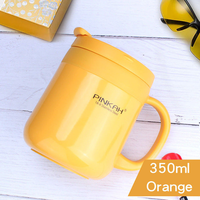 Pinkah 400ML 304 Stainless Steel Thermos Mugs Office Cup With Handle With Lid  Insulated Tea mug  Thermos Cup Office Thermoses - stilyo