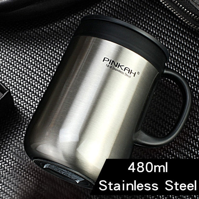 Pinkah 400ML 304 Stainless Steel Thermos Mugs Office Cup With Handle With Lid  Insulated Tea mug  Thermos Cup Office Thermoses - stilyo