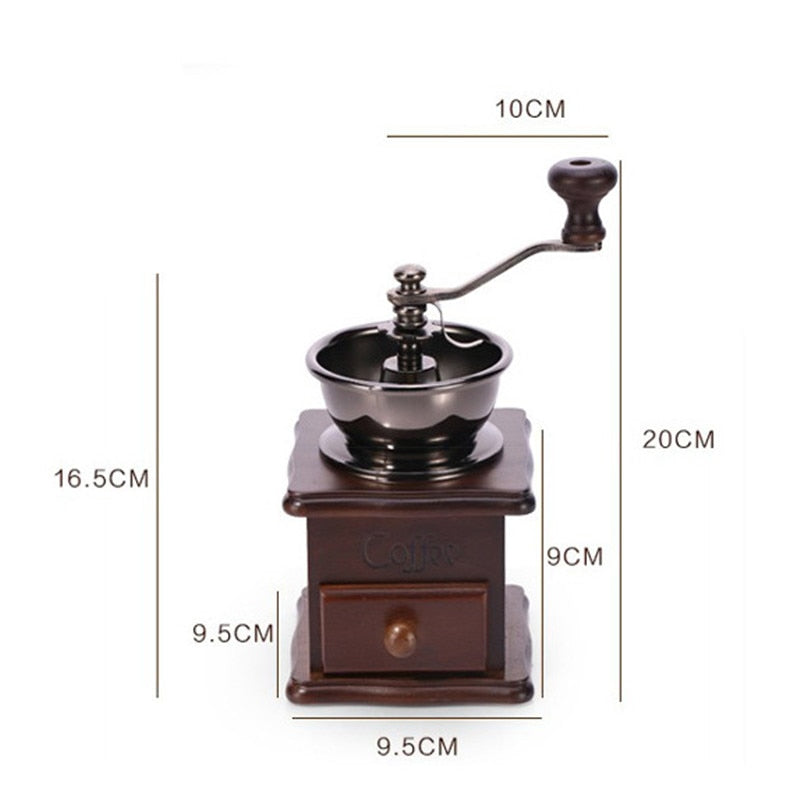 Wooden Antique Coffee Grinder - Retro Style With Stainless Steel - stilyo